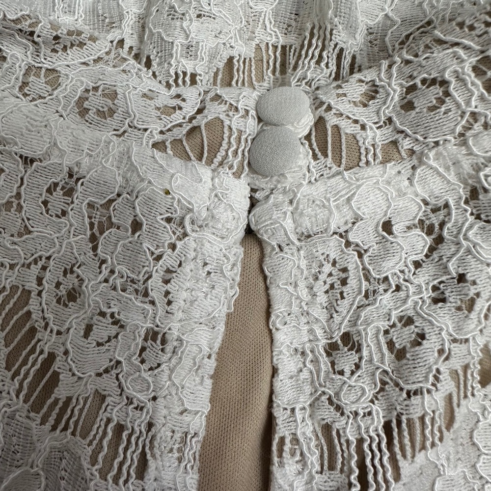 Love Fire M Ivory Floral Lace Top High Neck Romantic Boho Cottagecore Sleeveless - Picture 3 of 8